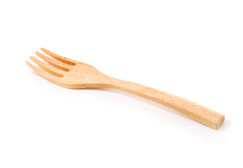 Wooden fork isolated on a white background