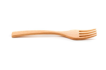 Wooden fork isolated on a white background