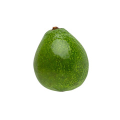 Green ripe avocado isolated on a white background.