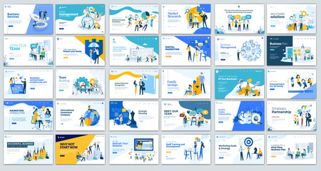 Collection of Modern design- website template, Set of web page design templates for business, management app, consulting, social media marketing. Modern vector illustration concepts