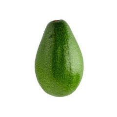 Green ripe avocado isolated on a white background.