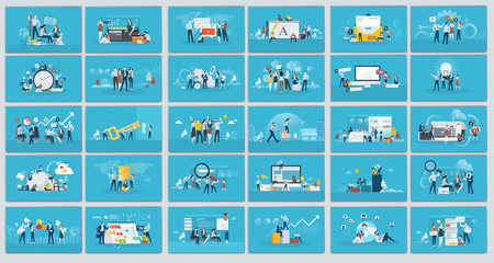 Collection of flat design illustration- Business concept, Set of web page design templates for business, finance and marketing. Modern vector illustration concepts for website.