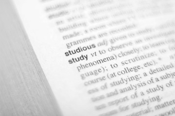 Fototapeta premium The definition of the word study in a dictionary