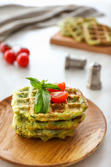 Tasty squash waffles on plate
