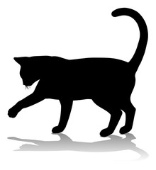 A silhouette cat pet animal detailed graphic