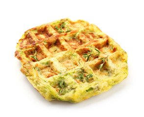 Tasty squash waffle on white background