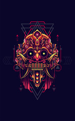 Barong leak the culture of Balinese with sacred geometry pattern as the background