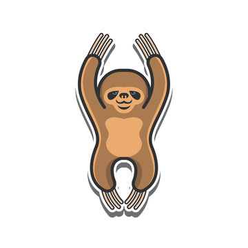 brown sloth hanging arms up clip art preview