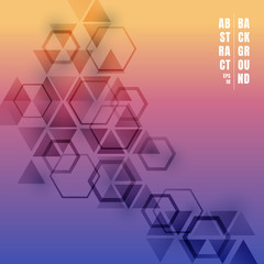 Abstract triangles and hexagons gradient color with shadow on colorful background. Geometric pattern futuristic technology style for business tech presentations.