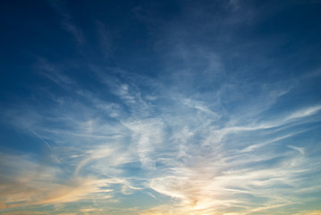 Fototapeta premium Beautiful sky with clouds, picturesque sunset or sunrise