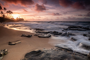 early morning on the shores of Mau'i , hawaii - long eposure