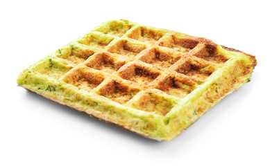 Tasty squash waffle on white background