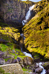 Trollstigen road, waterfall and bridge, Norway