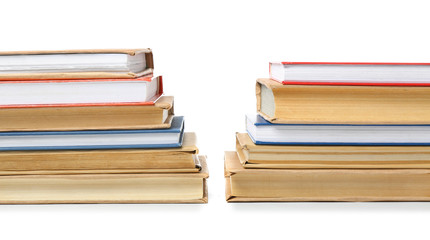 Many books on white background