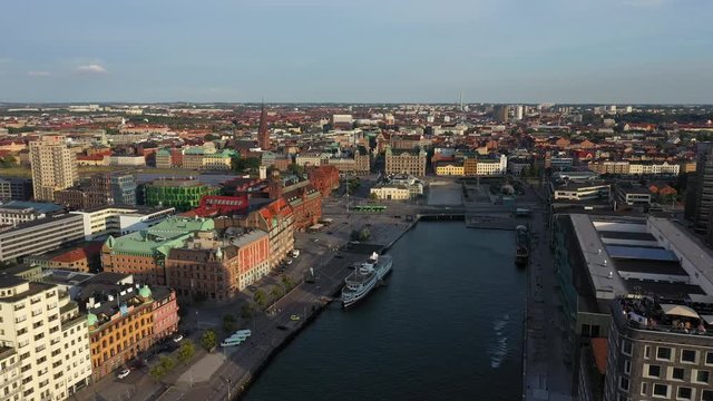 Aerial view of the harbor of Malmo, Sweden