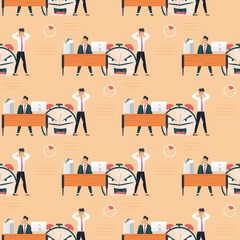 Burning Deadline and Male Workers Seamless Pattern
