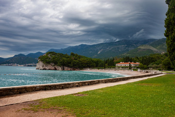 Milocer beach in adriatic sea montenegro