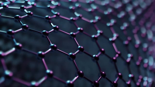 Structure of artificial hexagonal nano material. Nanotechnology concept. Looping animation.