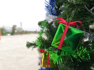 christmas tree with gifts and decorations