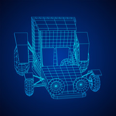 Off road dune buggy car. Terrain vehicle. Outdoor car racing, extreme sport oncept. Wireframe low poly mesh vector illustration