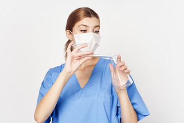 young woman with medical mask