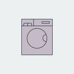 Washing machine icon, kitchen furniture.Vector Illustration