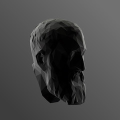 Zeno, Founder of Stoicism in Black and White. Dark Low Poly Vector Greyscale Silhouette 3D Rendering