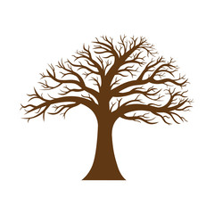 Vector image of a tree silhouette without leaves with bare branches