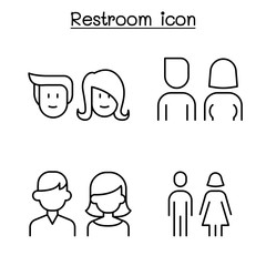Modern Toilet, restroom, bathroom symbol set in thin line style