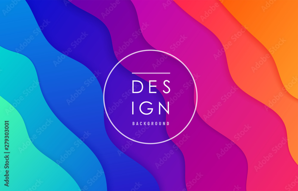 Aufkleber gradient wave abstract vector background. wavy card layout in bright vibrant rainbow color for minim