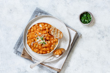 Indian chana masala or chickpea curry