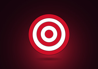 Target, target icon with shadow, isolated on red background. The concept of success.