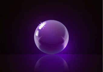 Glossy glass ball. Crystal ball. Liquid abstract bubble. Element of your design.