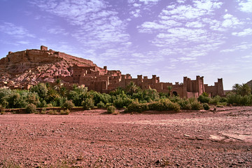 Fortifications and buildings of the settlement of Ait Ben Haddouw in Morocco.