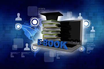 3d rendering Online Education Concept        