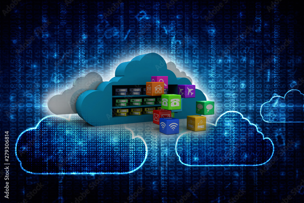 Poster 3d rendering cloud folder network