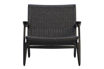 Black wooden chair with black wicker seat. 3d render