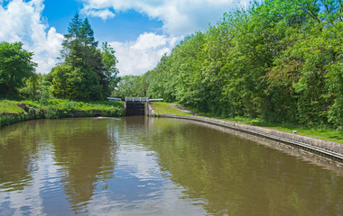 Fototapeta premium View of a British canal in rural setting