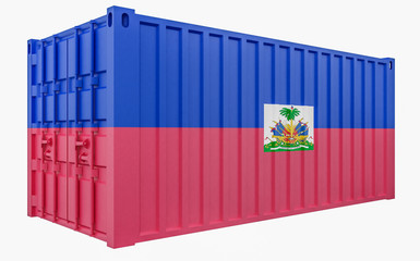 3D Illustration of Cargo Container with Haiti Flag
