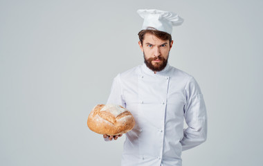 happy baker with bread