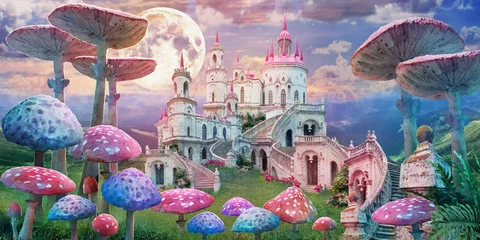  fantastic landscape with mushrooms. illustration to the fairy tale "Alice in Wonderland" © svetlanasmirnova