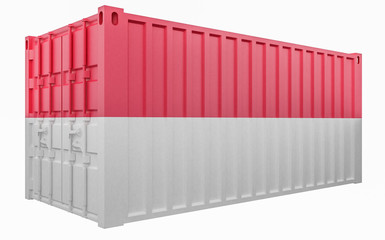 3D Illustration of Cargo Container with Indonesia Flag