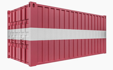 Fototapeta premium 3D Illustration of Cargo Container with Latvia Flag