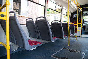 Fototapeta na wymiar Interior of a city bus