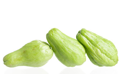 Fresh chayote fruits (Sechium edulis) isolated on white