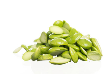 Parkia speciosa seeds or bitter bean isolated on white