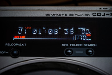 Fototapeta premium Closeup of digital LED time display on a CD Player