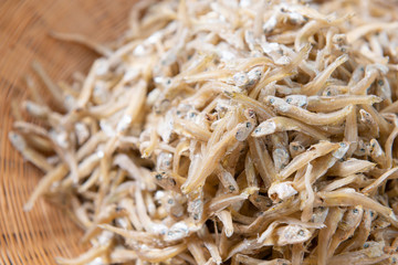 Sun dried anchovies used in Asian cuisine