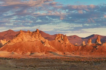 Trona Pinnacles are nearly 500 tufa spires hidden in California Desert National Conservation Area, not far from the Death Valley National Park, California, USA. A large earthquake in the area 2019
