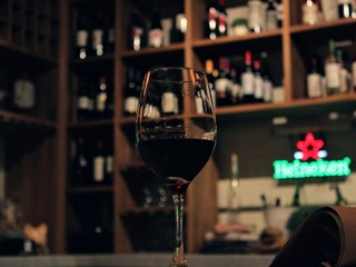 glass of wine at restaurant